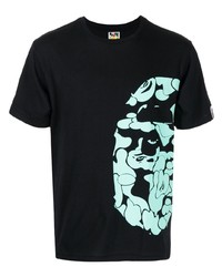 T-shirt à col rond imprimé noir A Bathing Ape