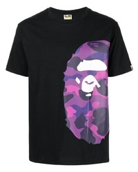 T-shirt à col rond imprimé noir A Bathing Ape