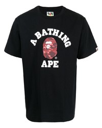 T-shirt à col rond imprimé noir A Bathing Ape