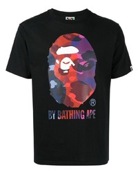 T-shirt à col rond imprimé noir A Bathing Ape