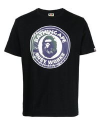 T-shirt à col rond imprimé noir A Bathing Ape