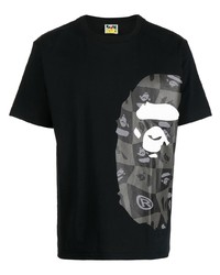 T-shirt à col rond imprimé noir A Bathing Ape