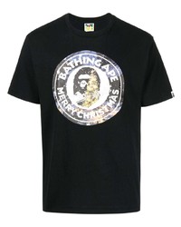 T-shirt à col rond imprimé noir A Bathing Ape