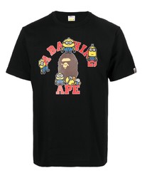 T-shirt à col rond imprimé noir A Bathing Ape