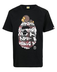 T-shirt à col rond imprimé noir A Bathing Ape