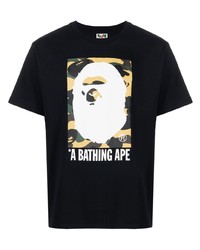 T-shirt à col rond imprimé noir A Bathing Ape