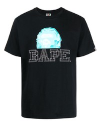 T-shirt à col rond imprimé noir A Bathing Ape