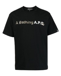 T-shirt à col rond imprimé noir A Bathing Ape