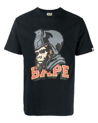 T-shirt à col rond imprimé noir A Bathing Ape