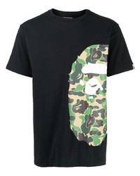 T-shirt à col rond imprimé noir A Bathing Ape