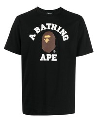 T-shirt à col rond imprimé noir A Bathing Ape