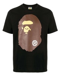 T-shirt à col rond imprimé noir A Bathing Ape