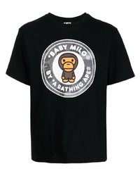 T-shirt à col rond imprimé noir A Bathing Ape