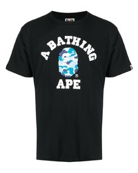 T-shirt à col rond imprimé noir A Bathing Ape