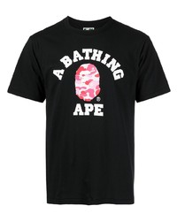 T-shirt à col rond imprimé noir A Bathing Ape