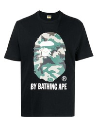 T-shirt à col rond imprimé noir A Bathing Ape