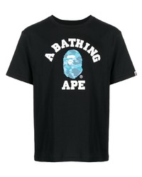 T-shirt à col rond imprimé noir A Bathing Ape