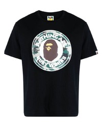 T-shirt à col rond imprimé noir A Bathing Ape