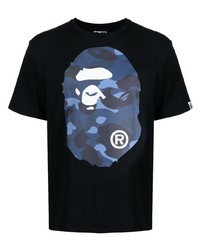 T-shirt à col rond imprimé noir A Bathing Ape