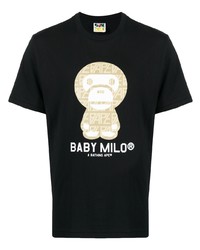 T-shirt à col rond imprimé noir A Bathing Ape