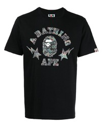 T-shirt à col rond imprimé noir A Bathing Ape