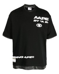 T-shirt à col rond imprimé noir A Bathing Ape