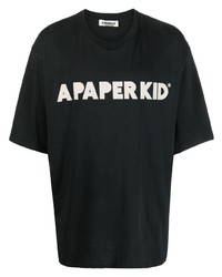 T-shirt à col rond imprimé noir a paper kid