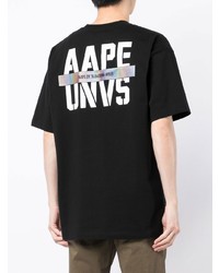 T-shirt à col rond imprimé noir AAPE BY A BATHING APE