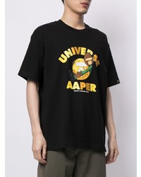 T-shirt à col rond imprimé noir AAPE BY A BATHING APE