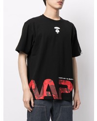 T-shirt à col rond imprimé noir AAPE BY A BATHING APE