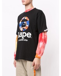 T-shirt à col rond imprimé noir AAPE BY A BATHING APE