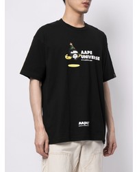 T-shirt à col rond imprimé noir AAPE BY A BATHING APE