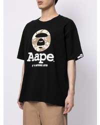 T-shirt à col rond imprimé noir AAPE BY A BATHING APE