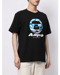 T-shirt à col rond imprimé noir AAPE BY A BATHING APE