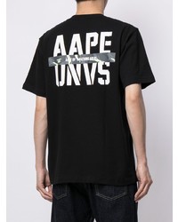 T-shirt à col rond imprimé noir AAPE BY A BATHING APE