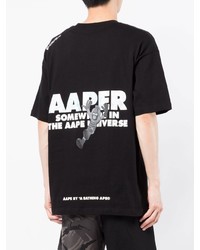 T-shirt à col rond imprimé noir AAPE BY A BATHING APE