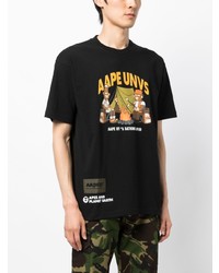 T-shirt à col rond imprimé noir AAPE BY A BATHING APE