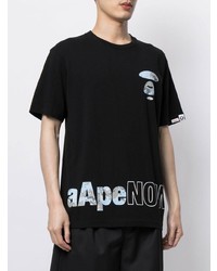 T-shirt à col rond imprimé noir AAPE BY A BATHING APE