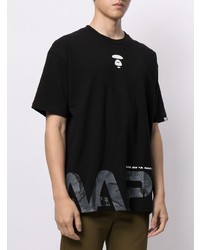 T-shirt à col rond imprimé noir AAPE BY A BATHING APE