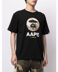 T-shirt à col rond imprimé noir AAPE BY A BATHING APE