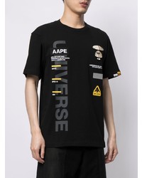 T-shirt à col rond imprimé noir AAPE BY A BATHING APE