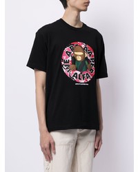 T-shirt à col rond imprimé noir AAPE BY A BATHING APE