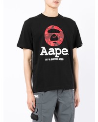 T-shirt à col rond imprimé noir AAPE BY A BATHING APE