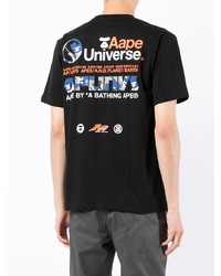 T-shirt à col rond imprimé noir AAPE BY A BATHING APE