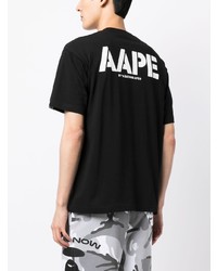 T-shirt à col rond imprimé noir AAPE BY A BATHING APE