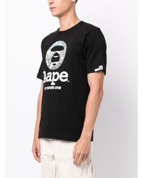 T-shirt à col rond imprimé noir AAPE BY A BATHING APE