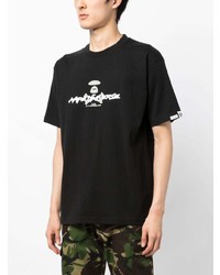 T-shirt à col rond imprimé noir AAPE BY A BATHING APE