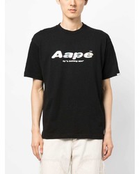 T-shirt à col rond imprimé noir AAPE BY A BATHING APE