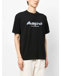 T-shirt à col rond imprimé noir AAPE BY A BATHING APE