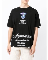 T-shirt à col rond imprimé noir AAPE BY A BATHING APE